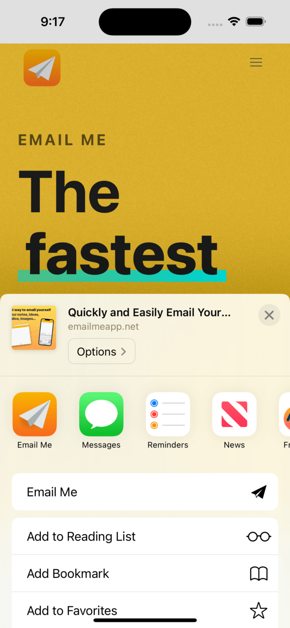 Cómo añadir Email Me App a tu hoja de compartir de iOS