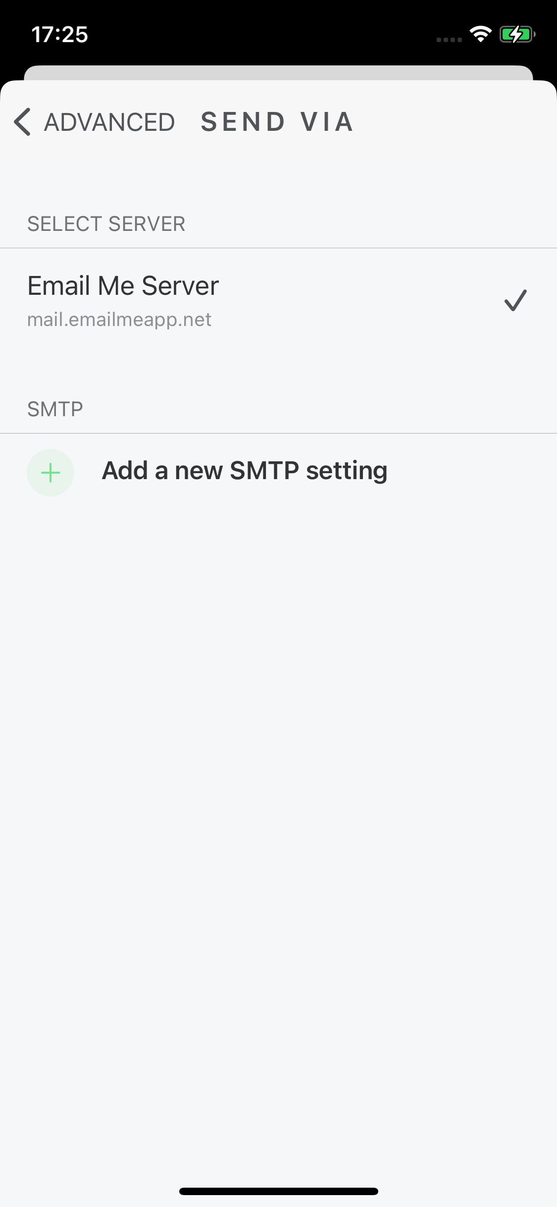 Añadiendo nueva configuración SMTP de Gmail en Email Me App